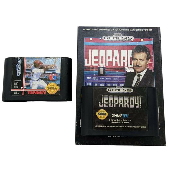 SEGA Genesis Video Game Lot of 2 RBI Baseball 4 and Jeopardy! with Alex Trebek - Picture 1 of 10